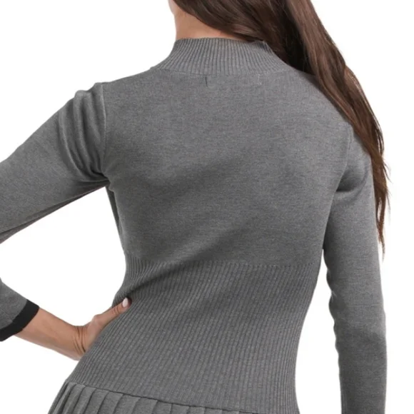 Taylor Heather Grey Mini Sweater Dress - Picture 6 of 11